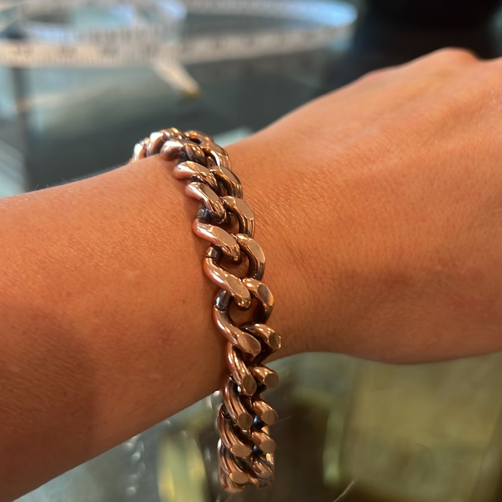 Solid Copper Cuban Curb Link Men's Bracelet - Picture 5 of 5